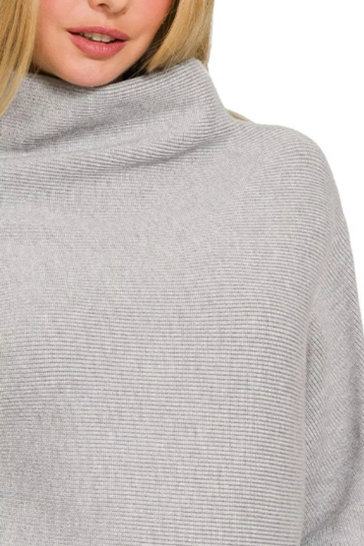 Zenana Viscose Dolman Sleeve Mock Neck Sweater