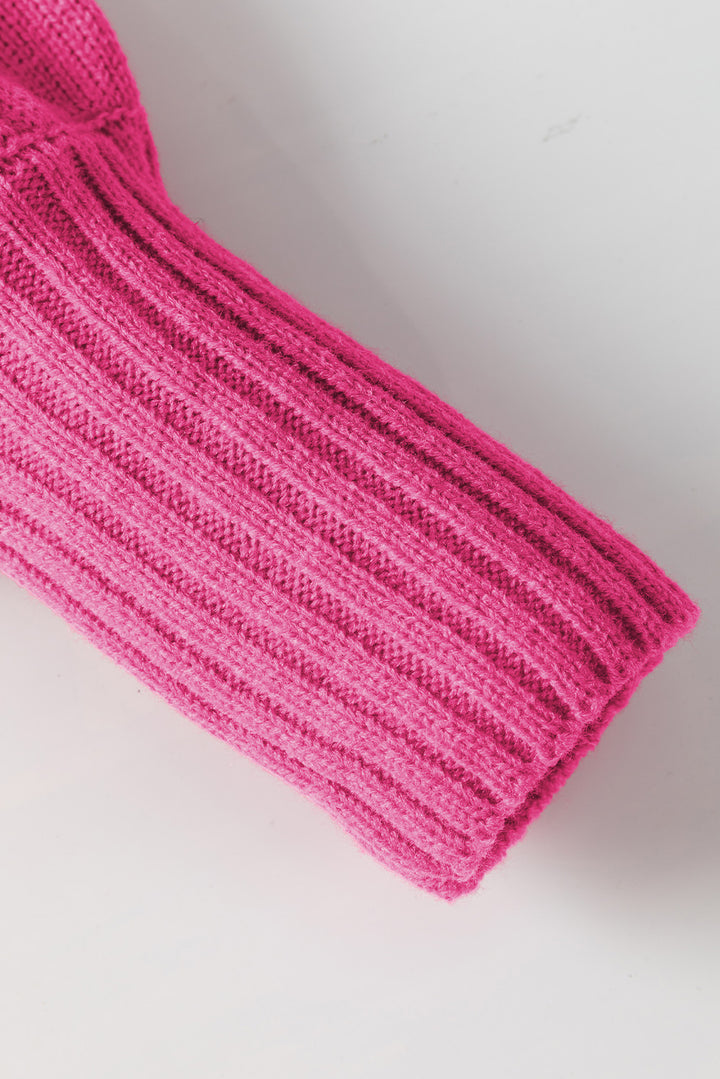 玫瑰快樂字母刺繡高領毛衣
