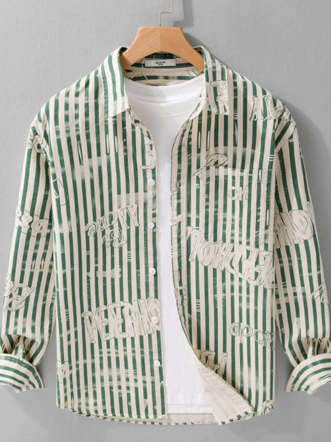 Men's Plus Size Striped Button Up Long Sleeve Shirt