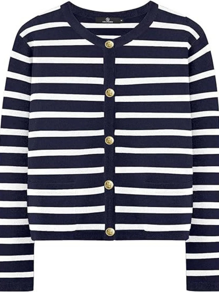 Striped Button-Up Cardigan