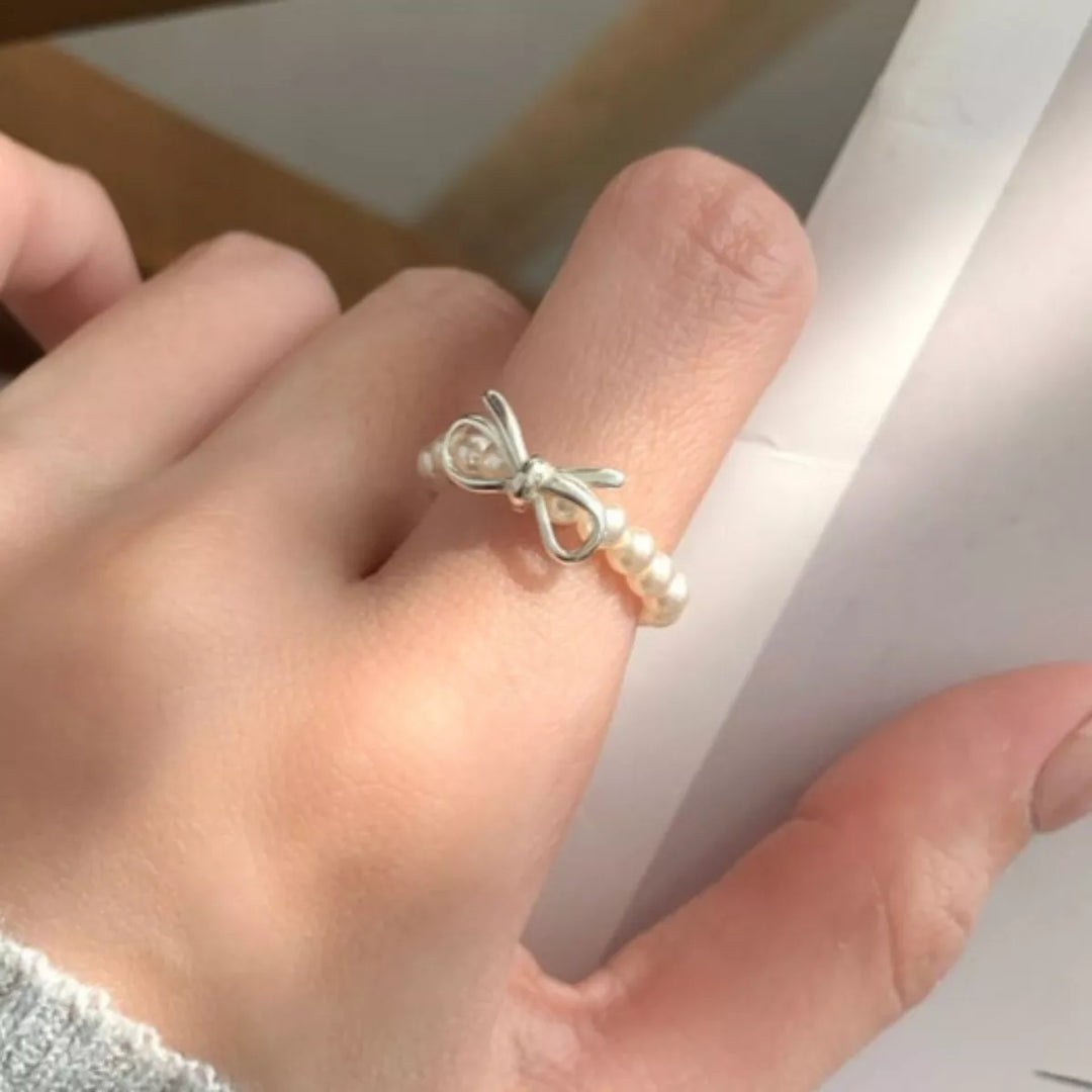 Bow Pearl Beaded Ring