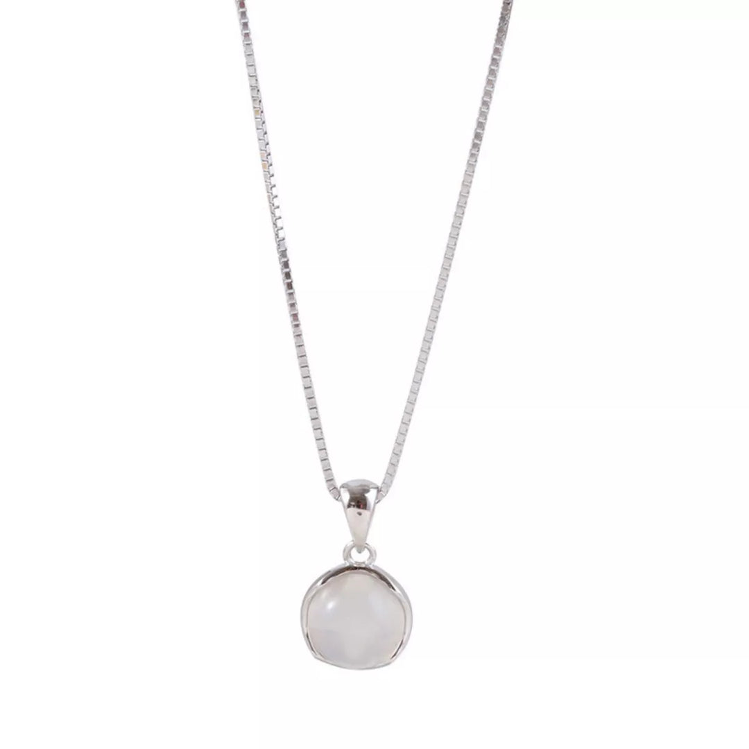 925 Sterling Silver Cat's Eye Stone Pendant Necklace