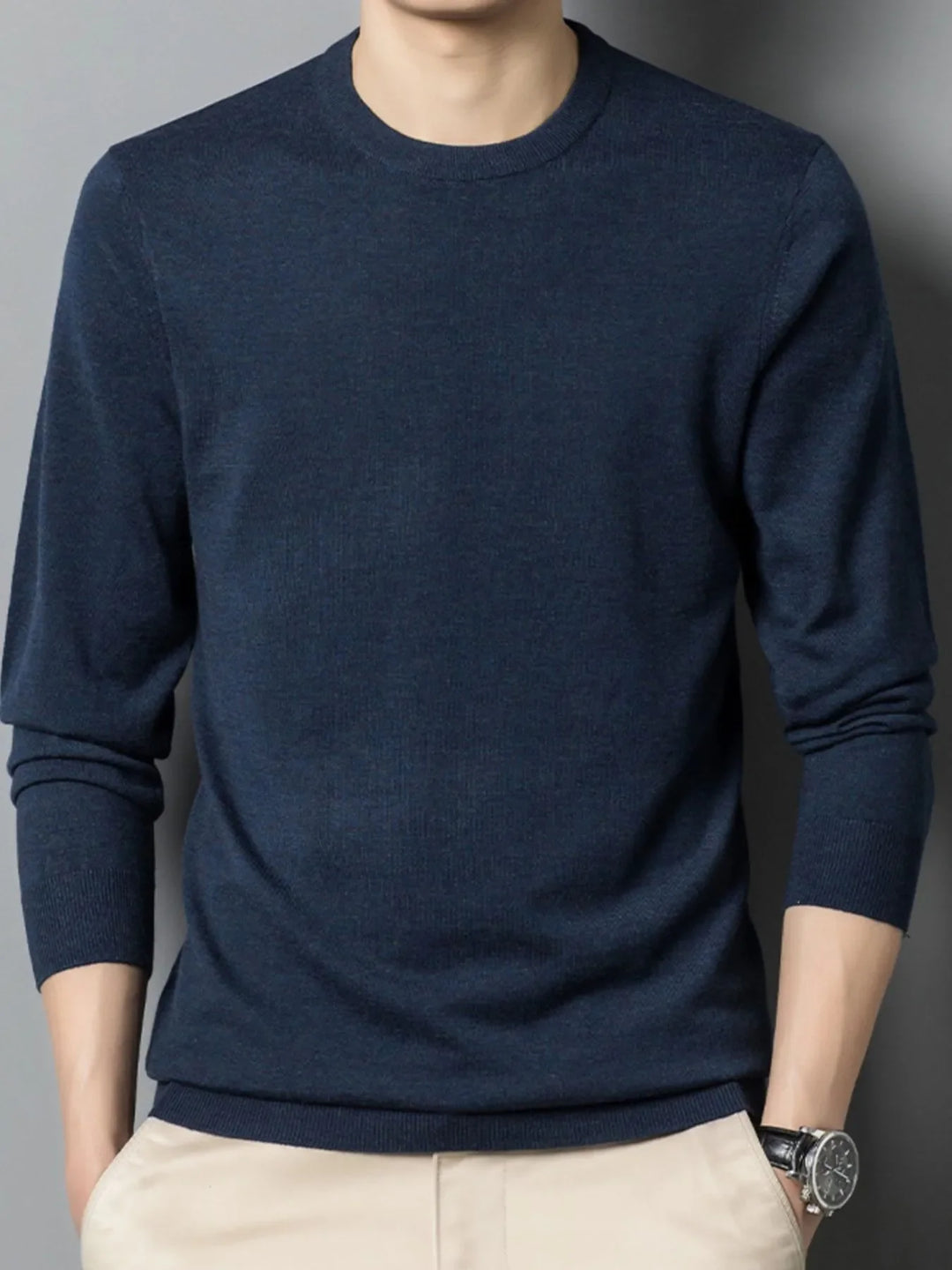Men's Plus Size Round Neck Long Sleeve Sweater