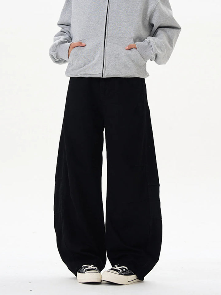 Men's Washed Wide Leg Curved Cargo Jeans
