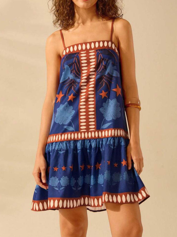 Printed Ruffle Hem Mini Dress