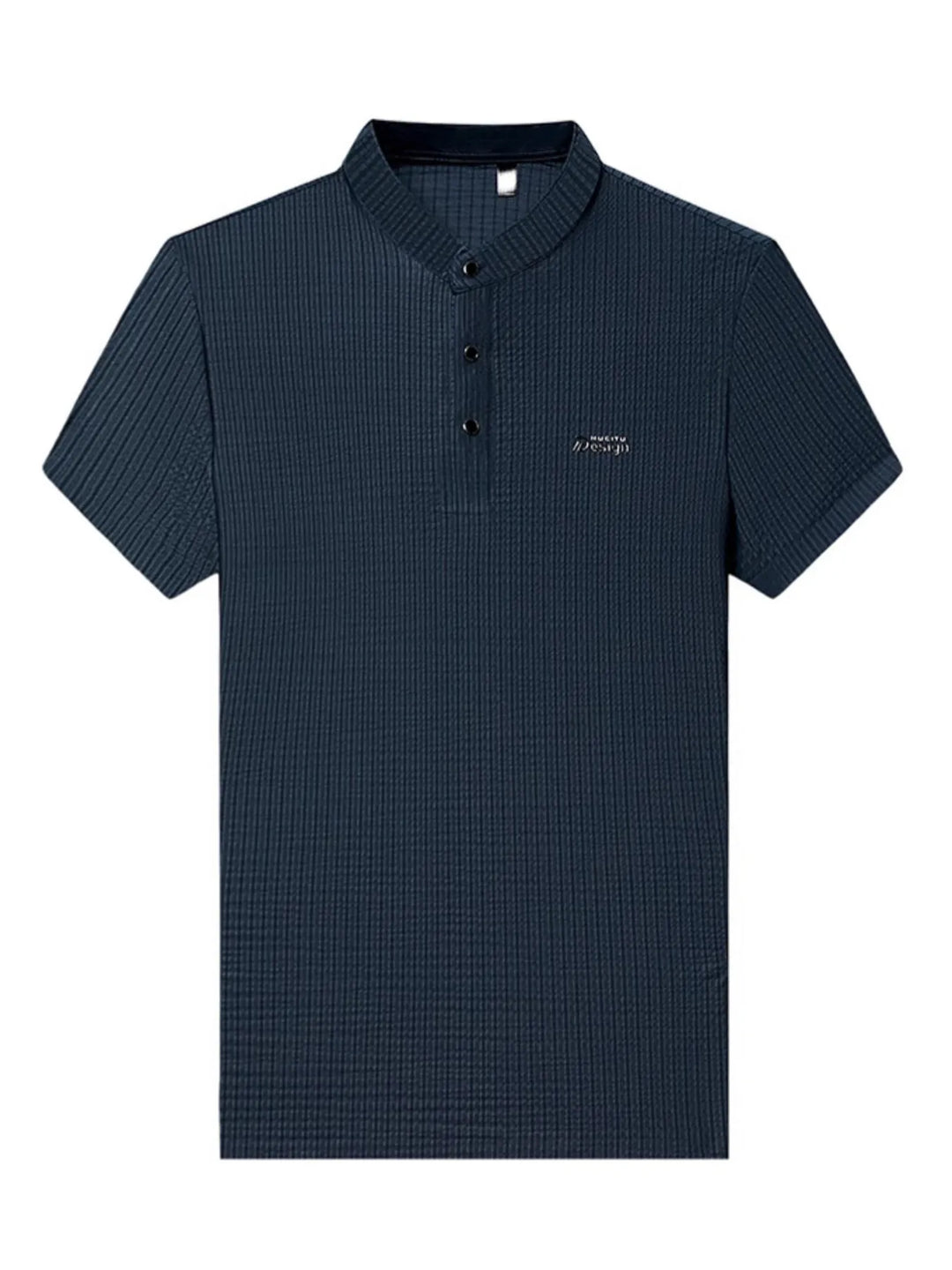 Men's Plus Size Textured Button Detail Short Sleeve Top