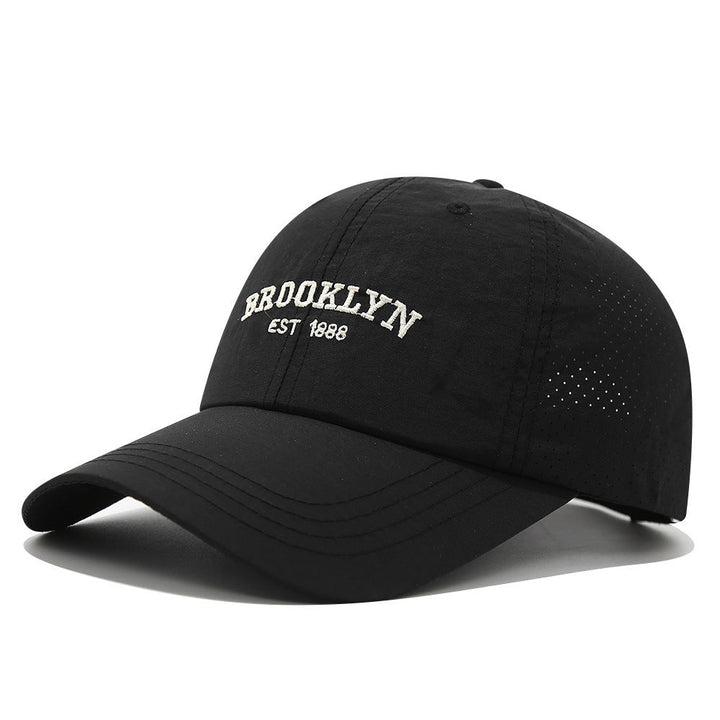 Men's And Women's Slim-fit Mesh Embroidered Letter Brooklyn Fashion Streetwear Baseball Cap Suitable For Daily Commuting, Outdoor Camping, And Weekend Outings.