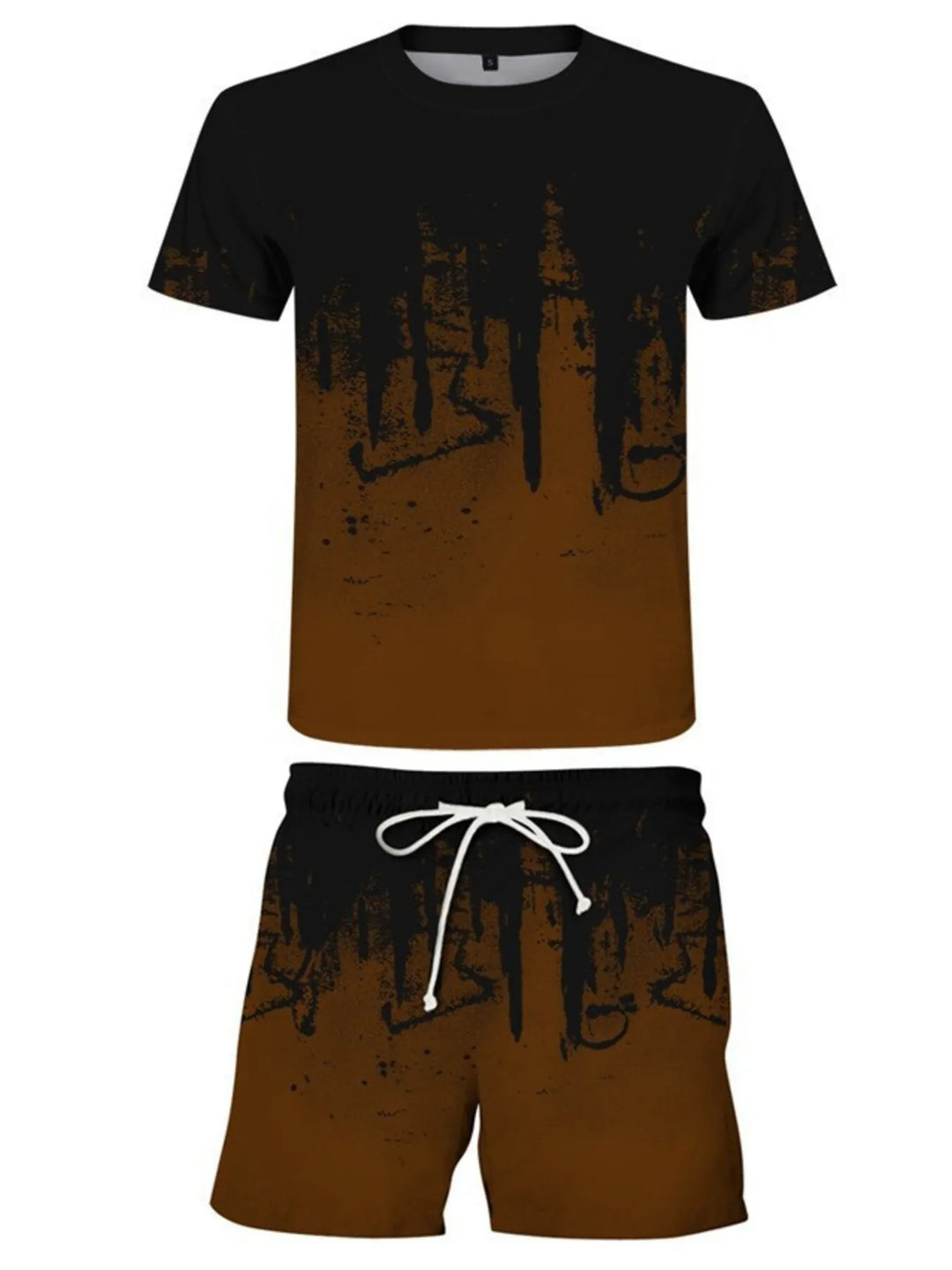 Men's Full Size Printed Short Sleeve Tee and Shorts Set Plus Size