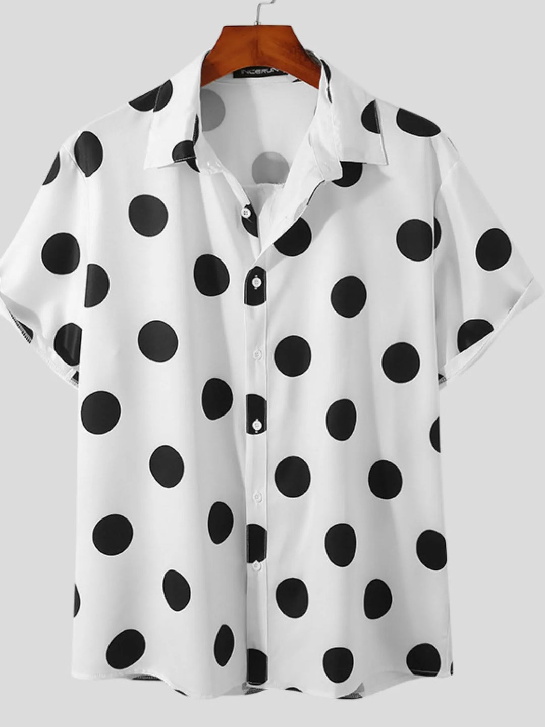 Men's Full Size Polka Dot Short Sleeve Button-Up Shirt Plus Size