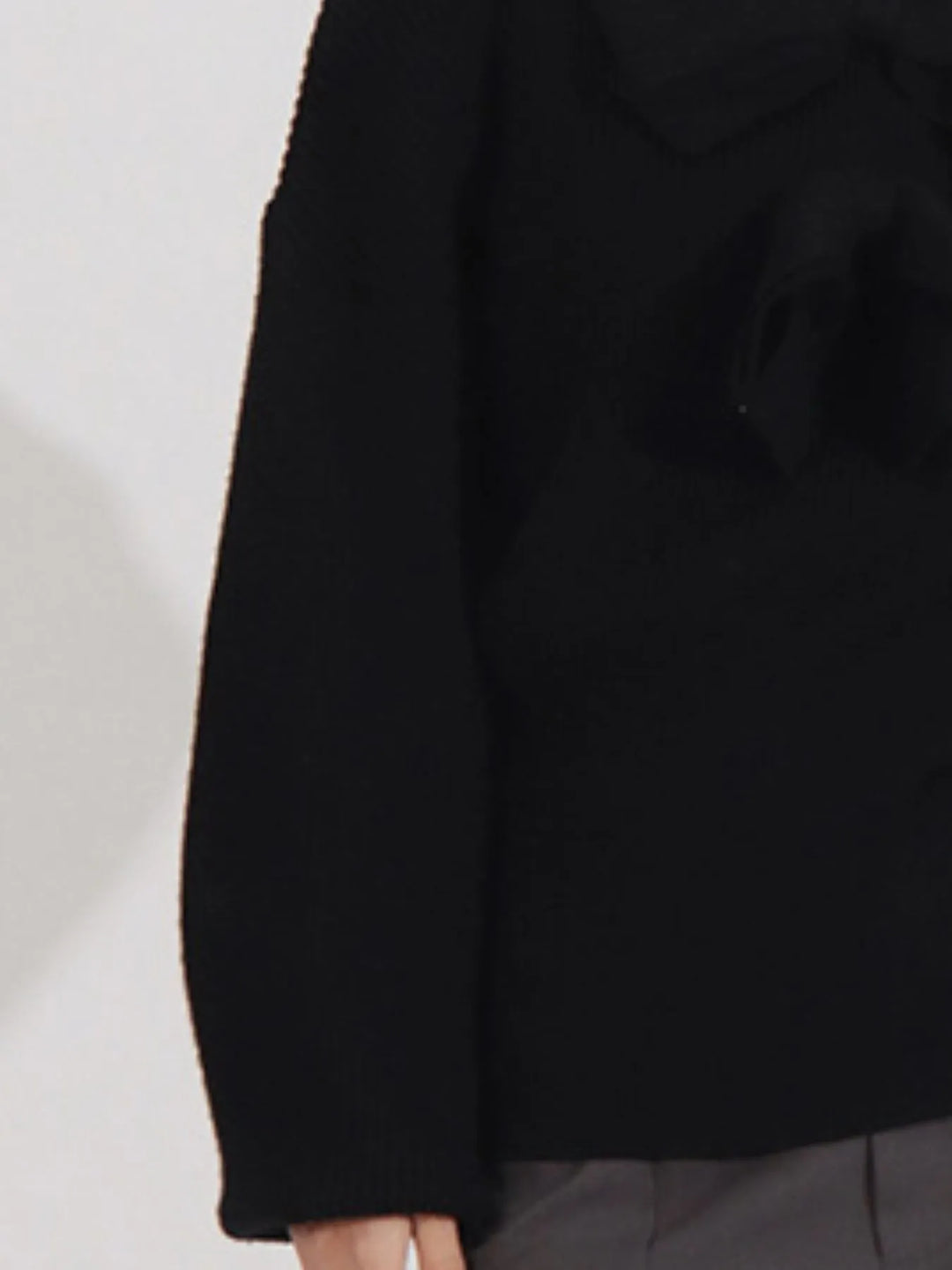 Bow Front Turtleneck Long Sleeve Sweater