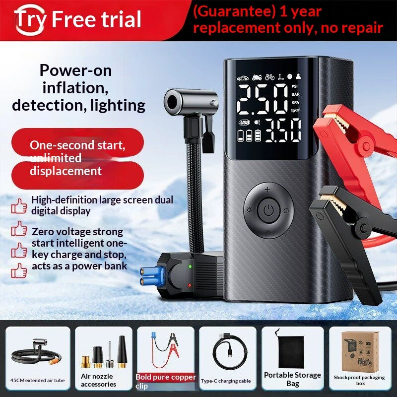 Portable Car Battery Starter With Air Pump