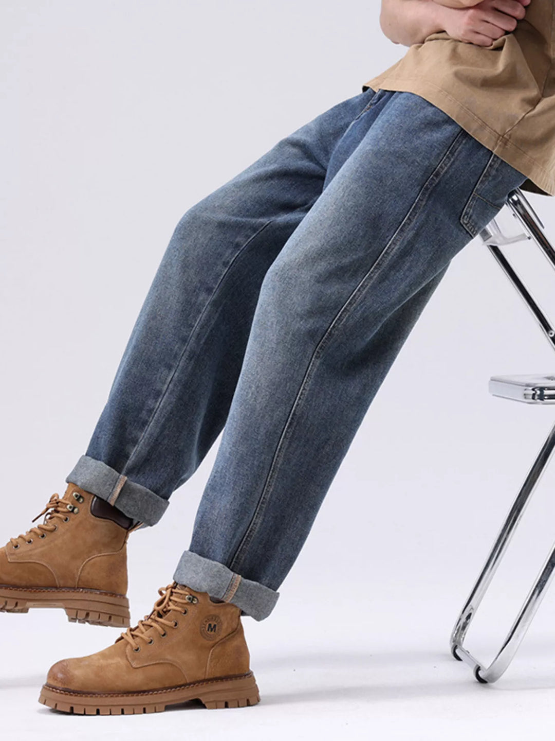 Men's Plus Size Vintage Wash Loose Fit Jeans