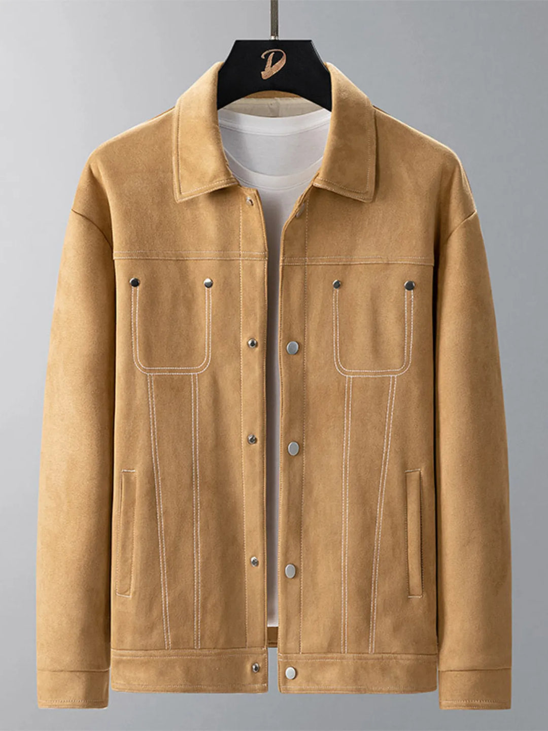 Men's Plus Size Snap Down Long Sleeve Jacket