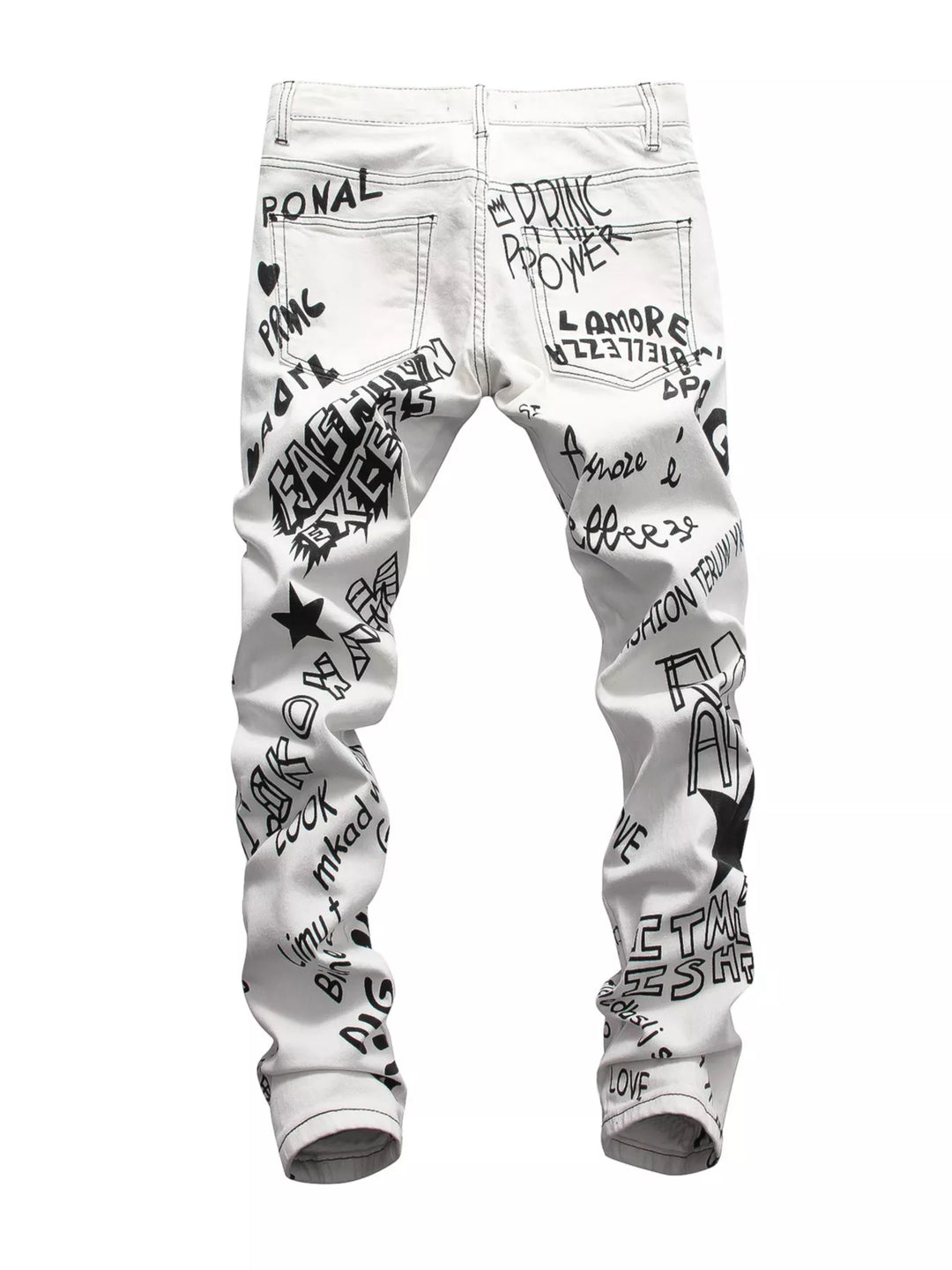 Men's Graffiti Print Slim Fit Jeans