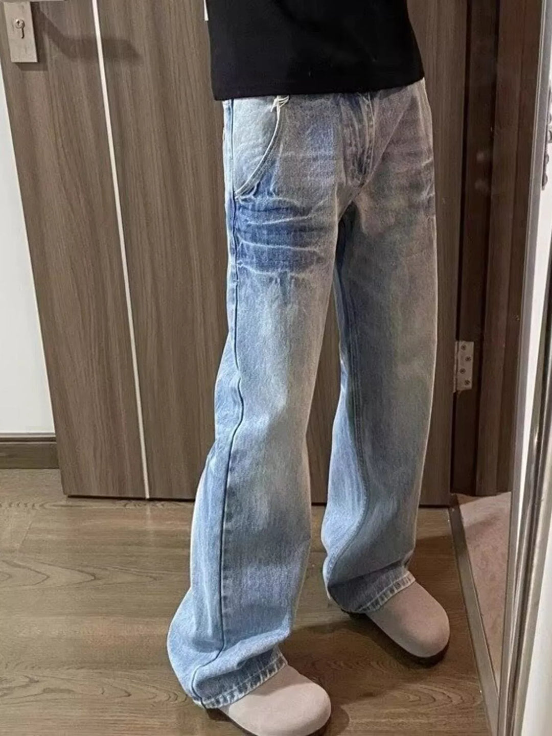 Men's Full Size Vintage Wash Wide Leg Jeans Plus Size