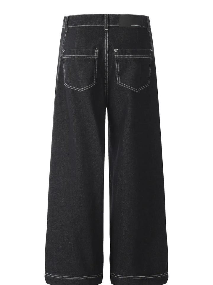 Men's Wide-Leg Jeans with Contrast Stitching
