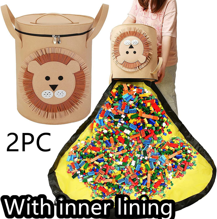 Felt Storage Bag Toy Play Mat 2 In 1 Pull Rope
