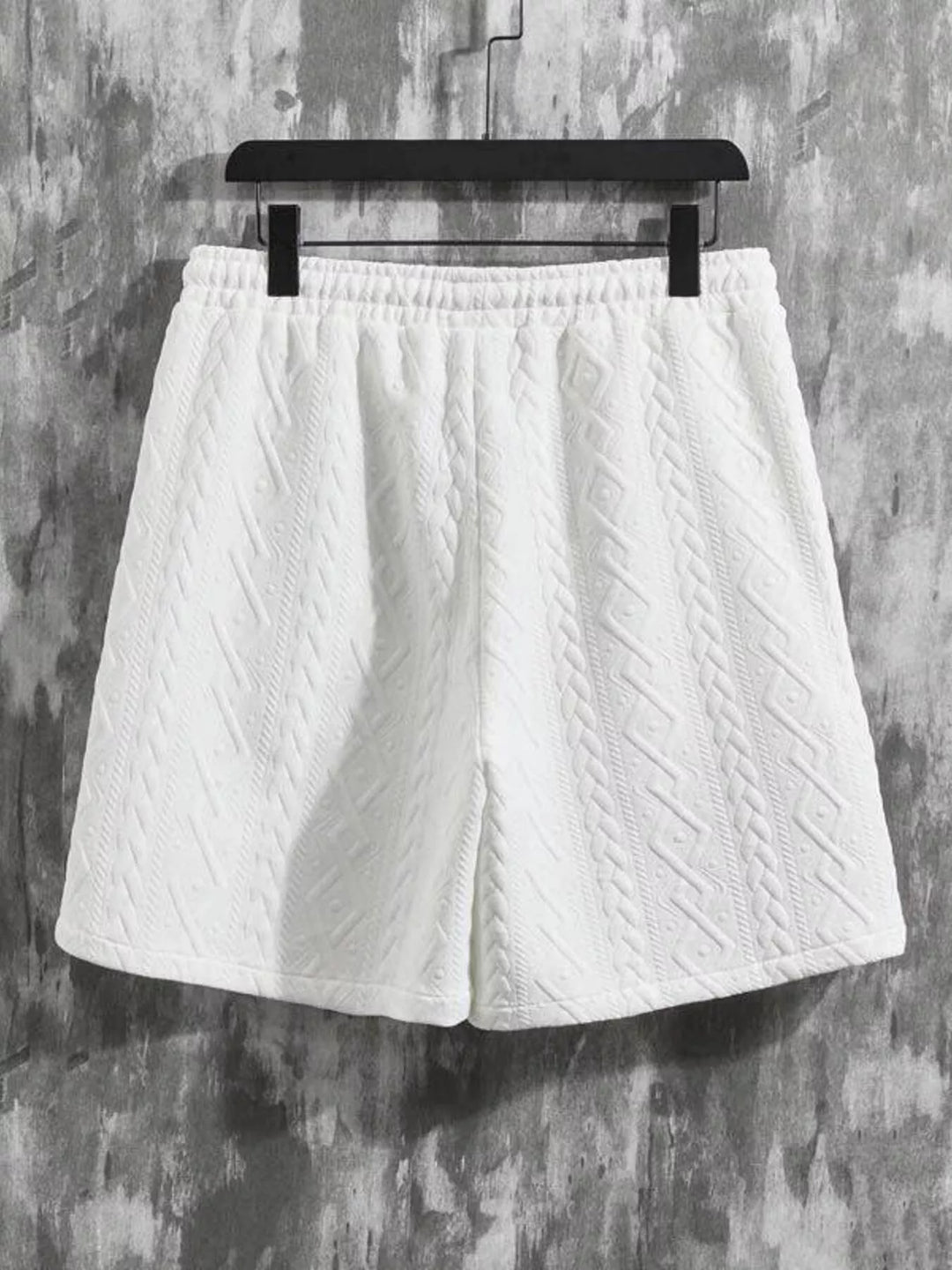 Men's Textured Knit Short Sleeve Polo & Shorts Set