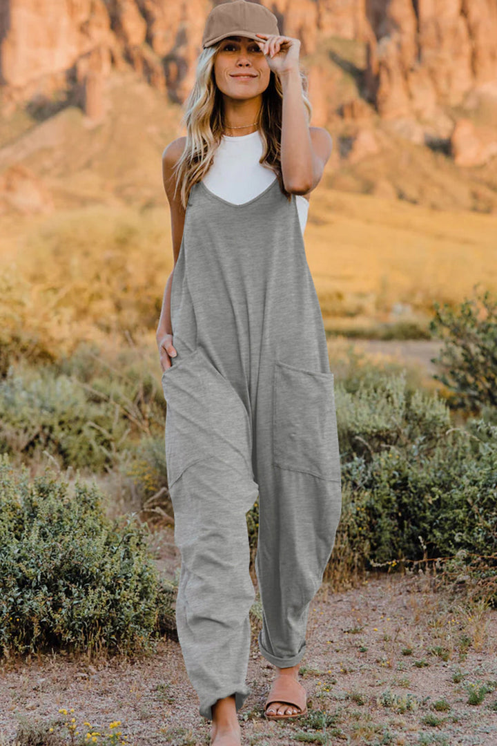 Sleeveless V-Neck Jumpsuit with Pockets