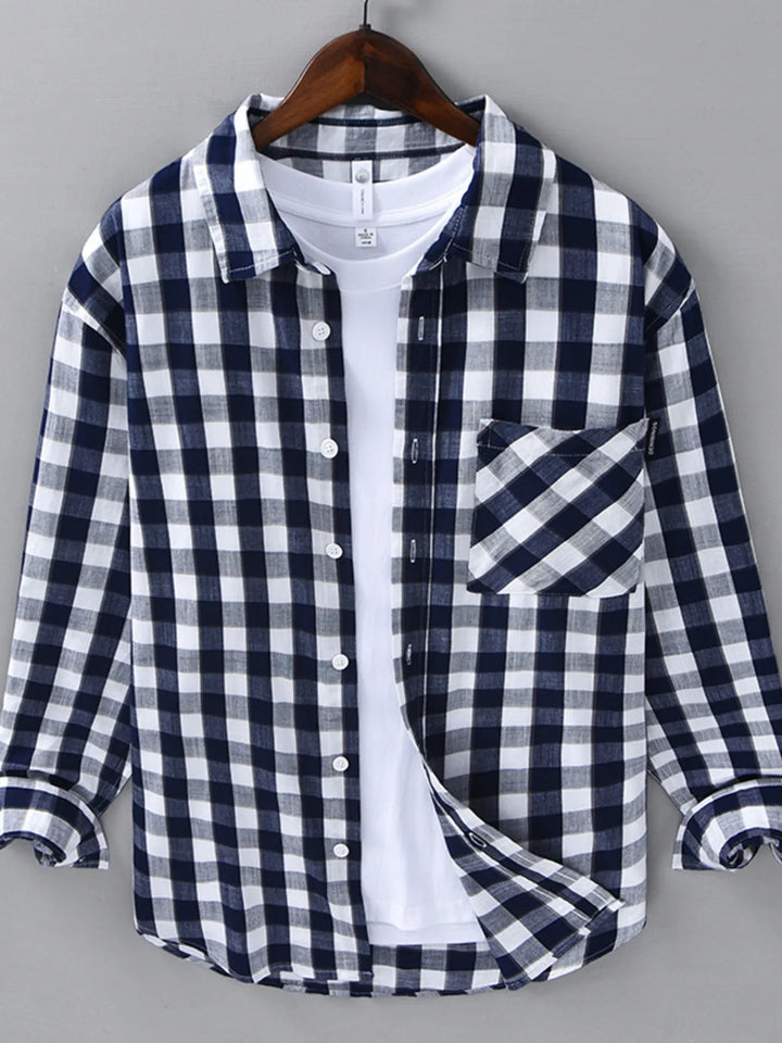 Men's Plus Size Plaid Button-Up Casual Shirt