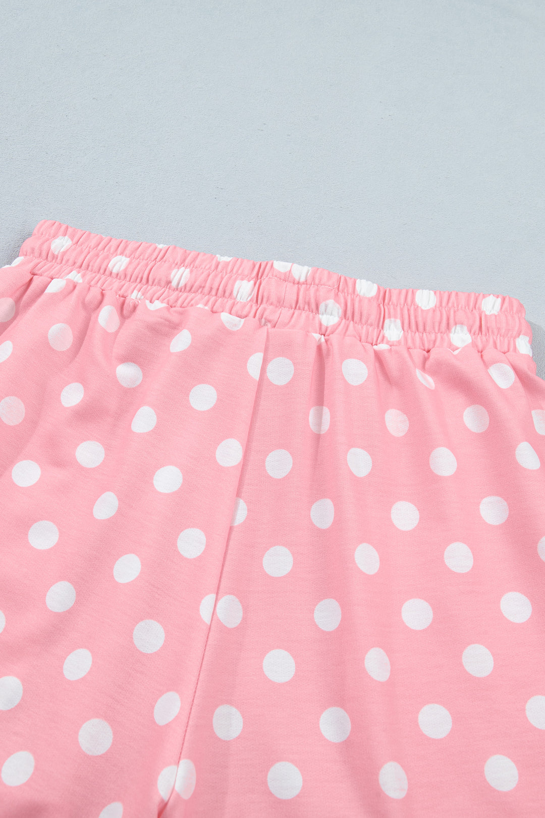 Pink Polka Dot Oversized Top Drawstring Short Set