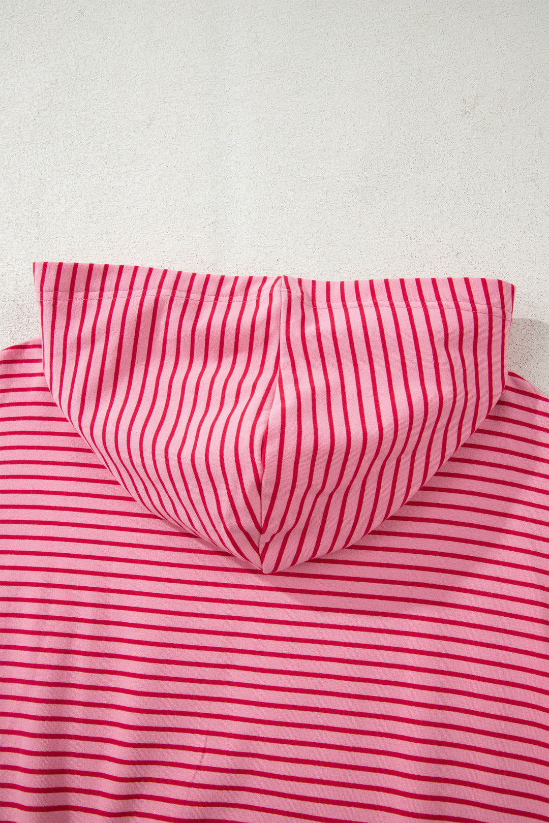 Rose Stripe Thumbhole Side Slits Drop Shoulder Loose Fit Hoodie