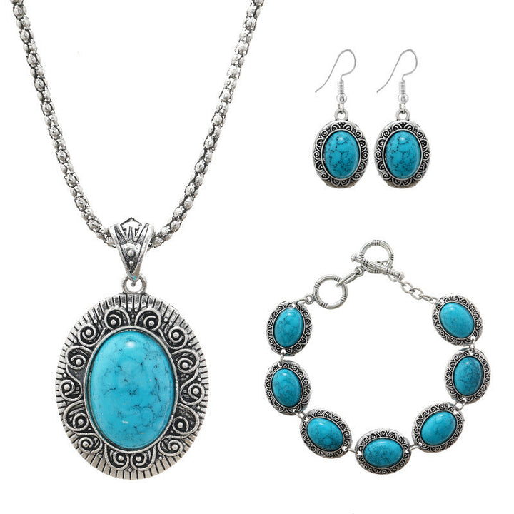 European And American Ethnic Bohemian Turquoise Necklace For Women