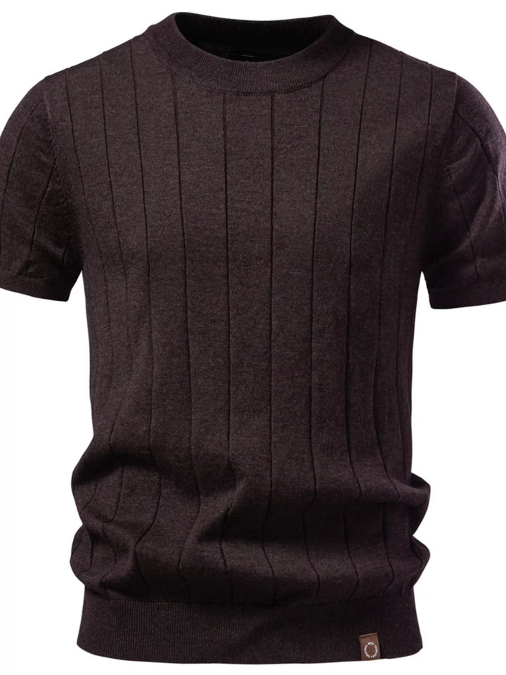 Men's Ribbed Knit Short Sleeve Sweater
