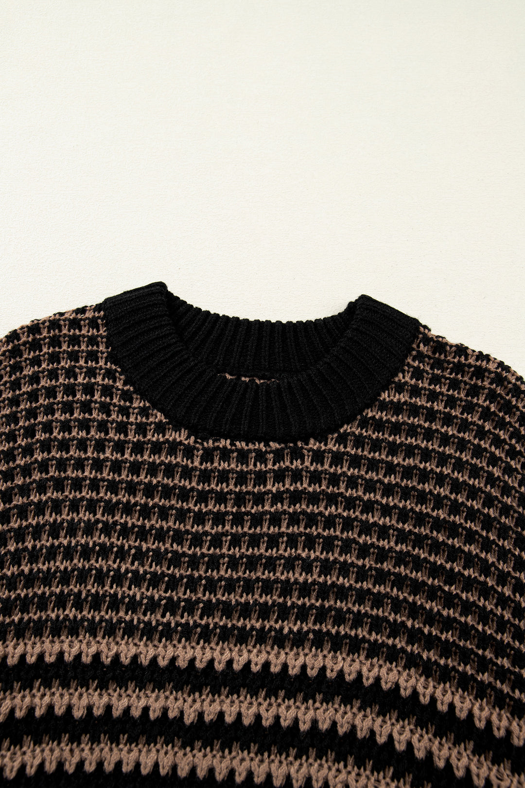 Black Stripe 3/4 Draped Sleeve Slouchy Sweater