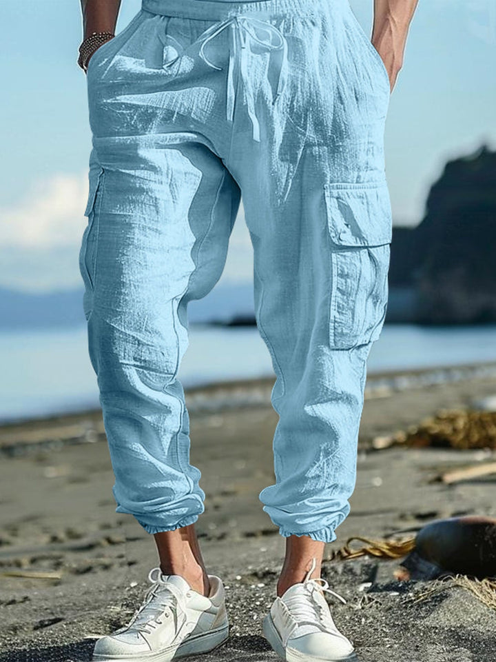 Men's Full Size Casual Cargo Pants with Drawstring Waist Plus Size
