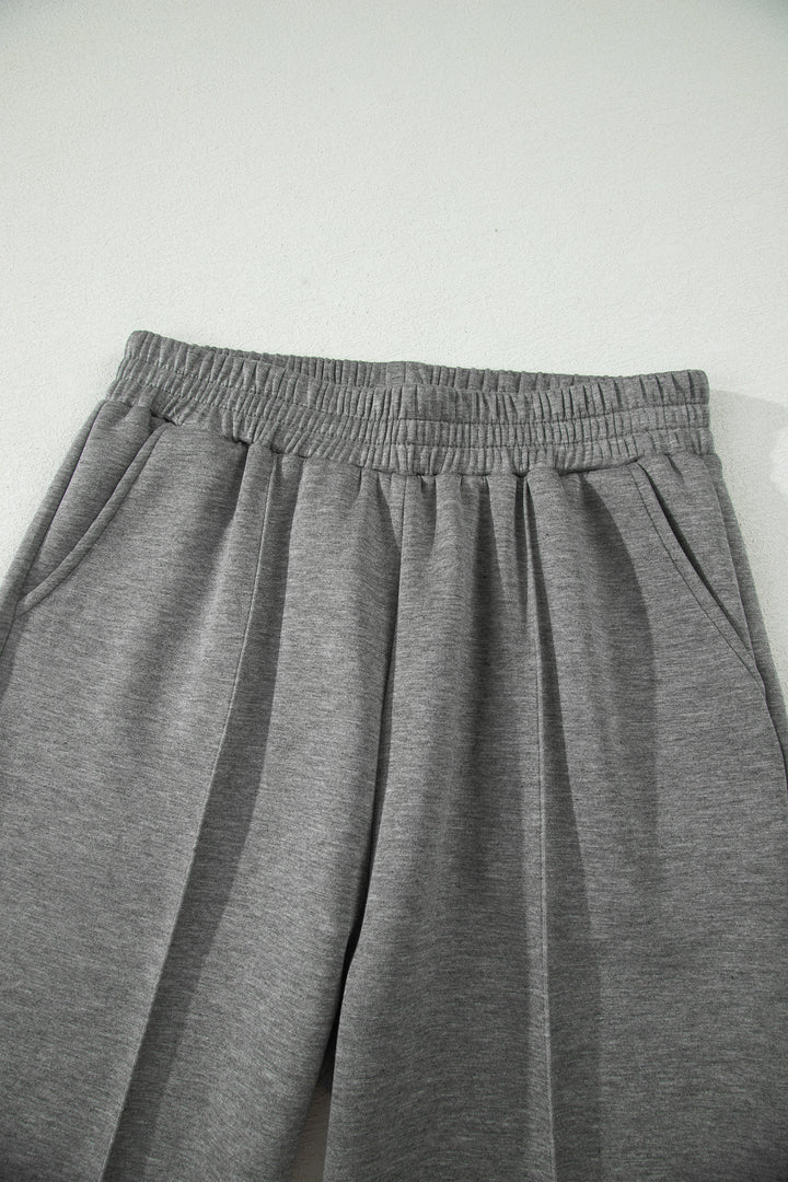 Gray Half Zip Polo Tee Casual Pant Set