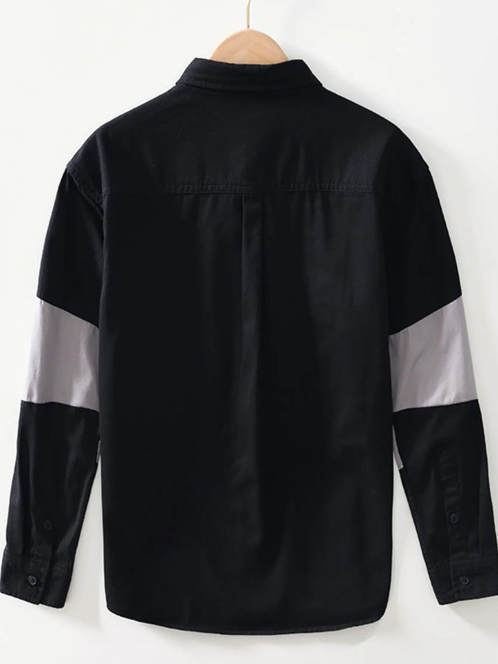Men's Plus Size Color Block Button Up Shirt
