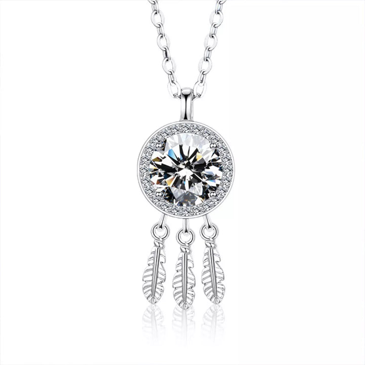 1 Carat Moissanite 925 Sterling Silver Dreamcatcher Pendant Necklace