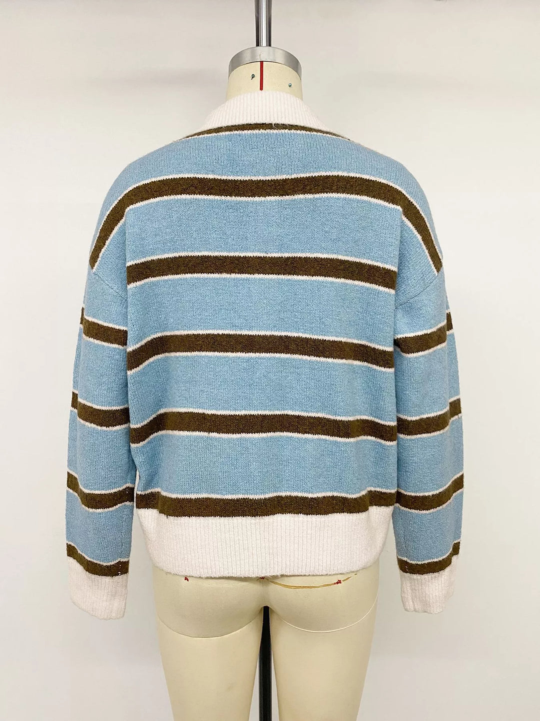 Striped Polo Collar Sweater