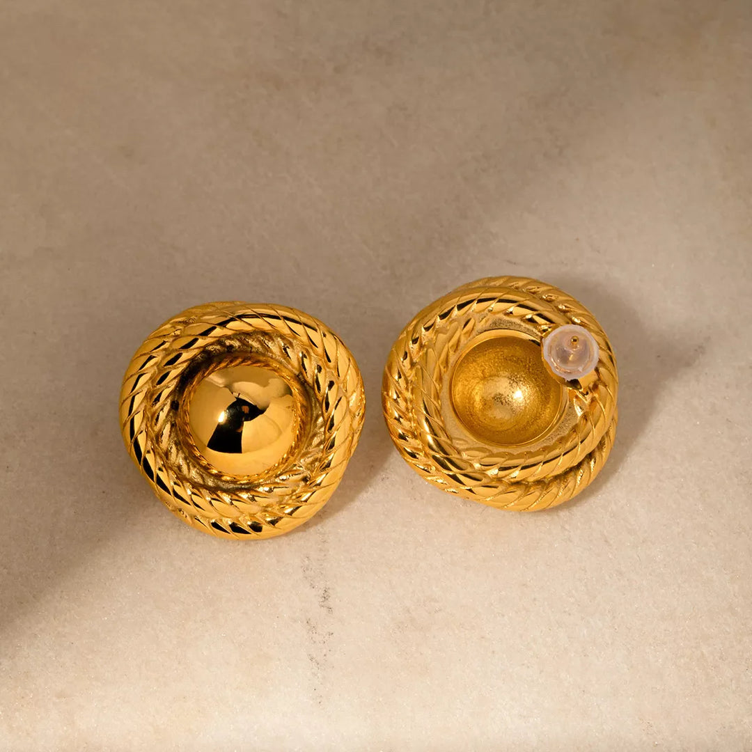 Twisted Rope Circle Stud Earrings
