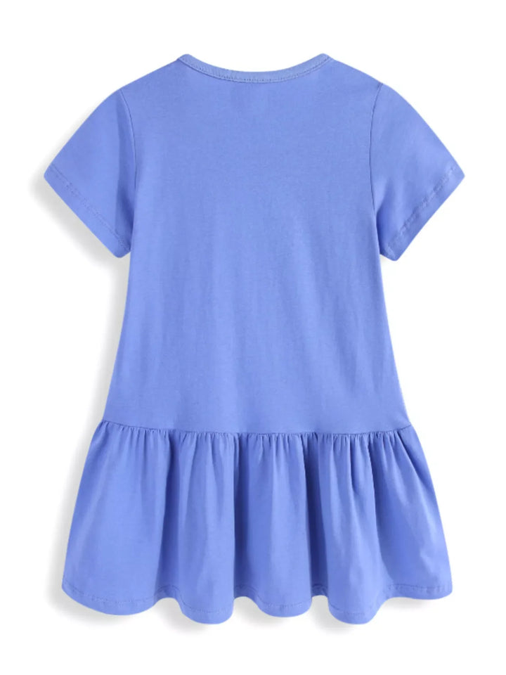 Children's Unicorn Floral Applique Ruffle Hem Dress