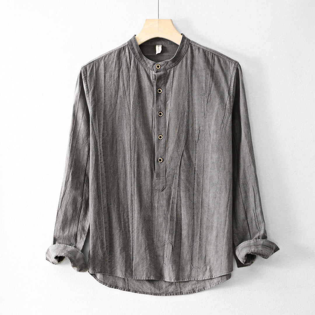 New Mens Ramie Minimalist Casual Shirt