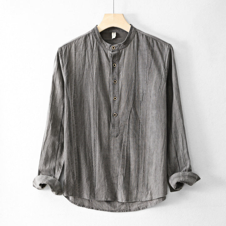 New Mens Ramie Minimalist Casual Shirt