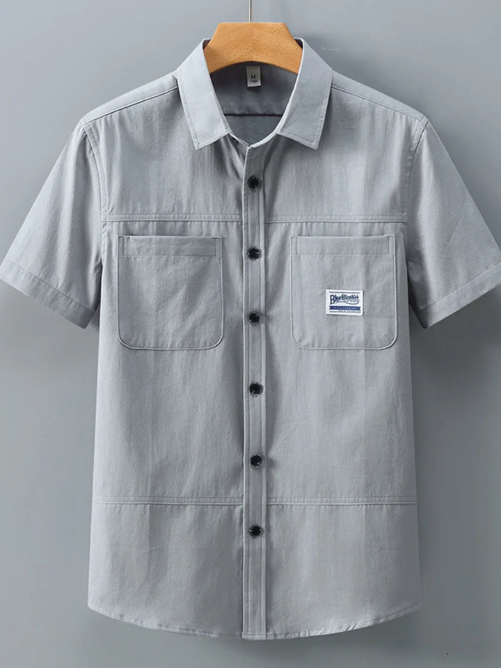 Men's Plus Size Button Up Short-Sleeve Shirt