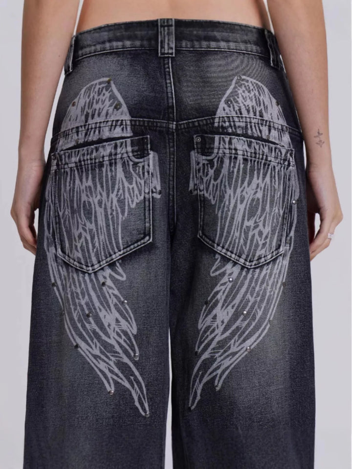 Vintage Wash Wide Leg Jeans