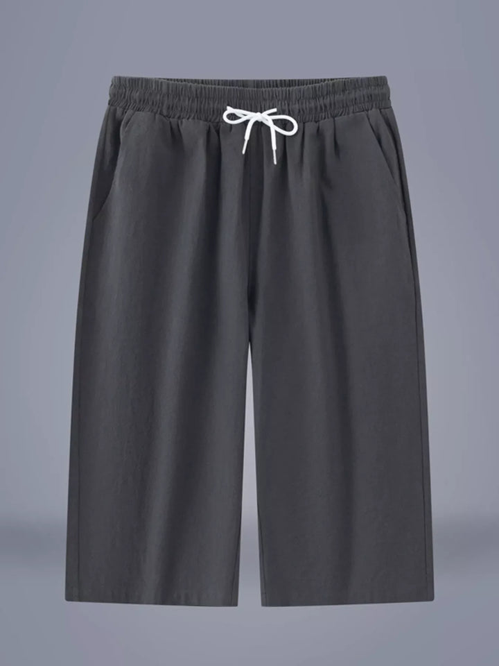 Men's Plus Size Casual Cropped Drawstring Pants