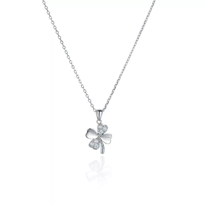 925 Sterling Silver Zircon Clover Pendant Necklace