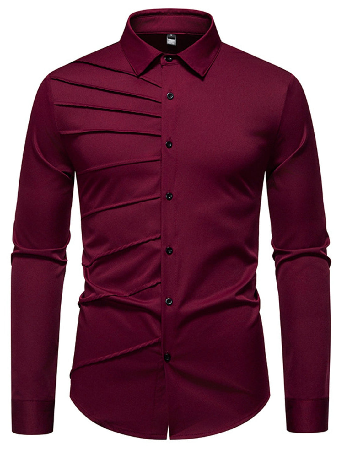 Men's Slim Fit Ruched Long Sleeve Shirt