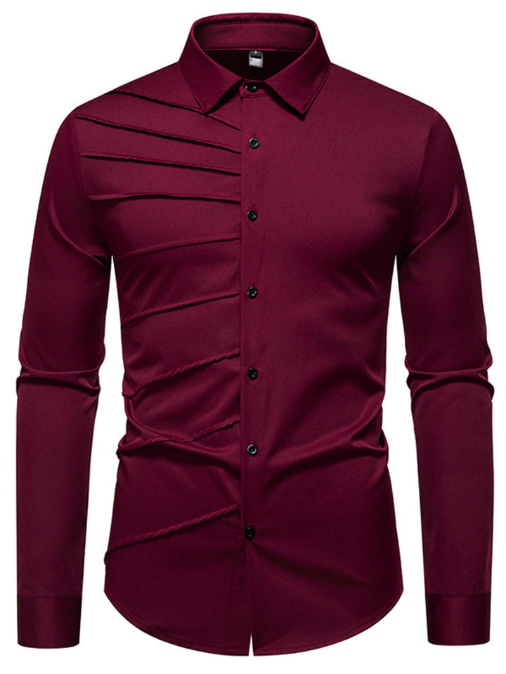 Men's Slim Fit Ruched Long Sleeve Shirt