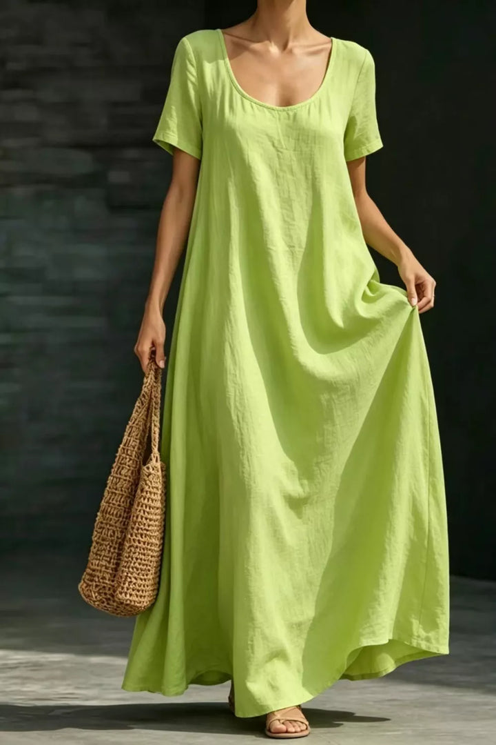 Full Size Casual Loose Short Sleeve Maxi Dress Plus Size