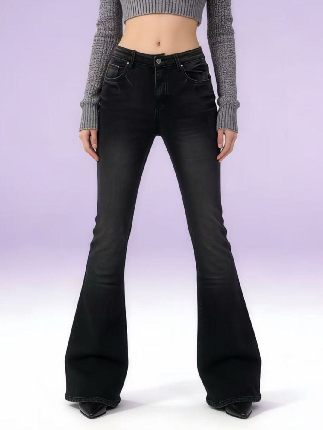 Full Size Vintage Wash High-Waisted Flare Jeans Plus Size