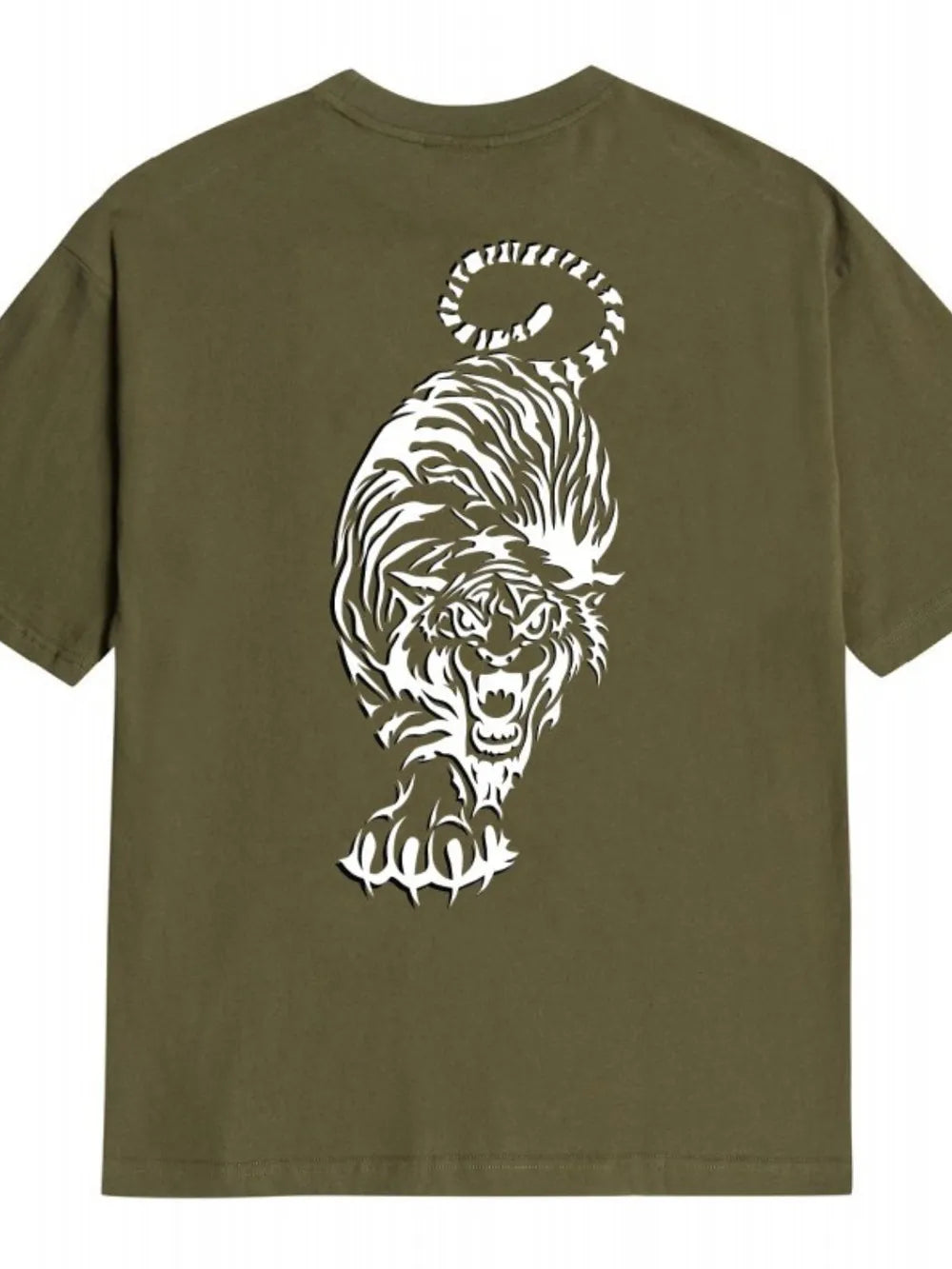 Men's Plus Size Tiger Round Neck Short Sleeve T-Shirt