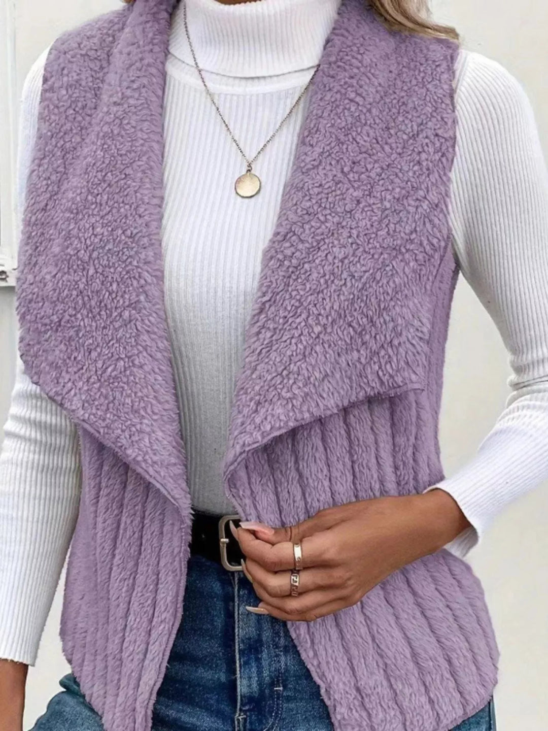 Cozy Fleece Open Front Vest Coat