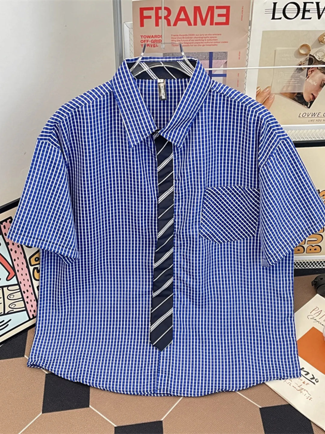 Men's Plus Size Plaid Button Up Short Sleeve Shirt