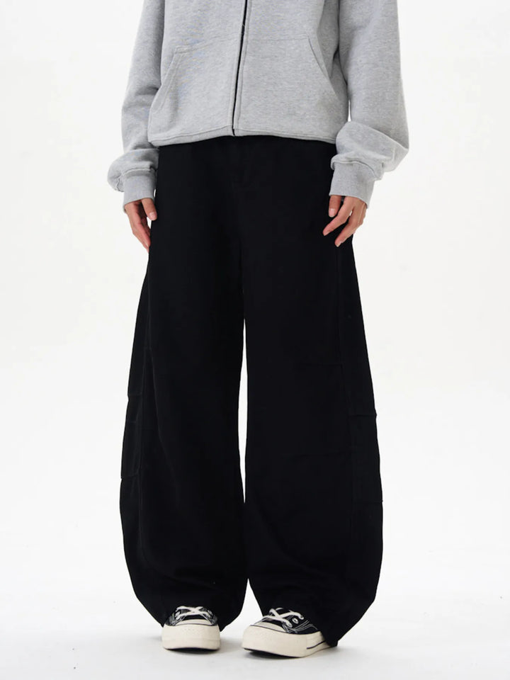 Men's Washed Wide Leg Curved Cargo Jeans